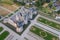 Aerial view of the morning landscapes in Chambord Castle, France