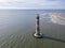 Aerial view of the Morris Island lighthouse near Folly Beach and Charleston, South Carolina