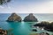 Aerial view Morro Dois Irmaos at Baia dos Porcos - Fernando de Noronha, Pernambuco, Brazil