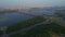 Aerial view Mother Motherland in Kiev city, Ukraine. Citu panorama from above