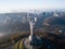 Aerial view of Mother Motherland statue in Kyiv, Ukraine