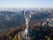 Aerial view of Mother Motherland statue in Kyiv, Ukraine