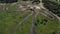 Aerial view of motorbike racing track on field. Motocross motorcycle training track. Rental