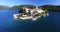 Aerial view of motorboat on Mljet island, Croatia