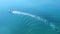 Aerial view of motorboat sailing on tranquil blue sea