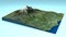 Aerial view of Mount Etna Sicily map