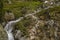 Aerial view of mountain brook in French Alps