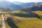 Aerial view of mountain homestead