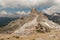 Aerial view of mountain pass in Dolomites