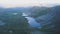 Aerial view on mountain peak with lake background. Amazing mountains landscape with ponds