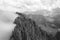 Aerial view of a mountain ridge in dolomites in a windy day