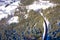 Aerial view of a mountain road called PÃ¶tschenpass in winter. Bad Aussee, Styria, Austria.