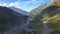 Aerial view of mountain and Terek river