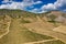 Aerial view of mountain vineyard in Crimea