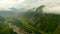 Aerial view of the mountains and canyon with mountain river.