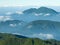 Aerial view of mountains and clouds  in summer. Hehuan Mountain, Taiwan