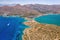 Aerial view of the mountains and coastline of the Greek island, Crete Elounda