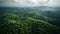 Aerial view of mountains and dark green forest.conservation of natural forests and reforestation by Generative AI