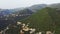 Aerial view of mountains with houses in Lebanon. Drone scenic mountain view.