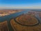 Aerial view of the mouth the Guadiana river