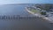 Aerial view moving down the Southport Pier.