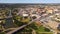 Aerial View Moving over The River in Downtown San Angelo West Texas