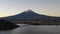 Aerial view of Mt. Fuji and  lake Kawaguchiko at dawn