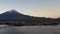 Aerial view of Mt. Fuji and  lake Kawaguchiko at dawn