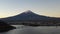 Aerial view of Mt. Fuji and  lake Kawaguchiko at dawn