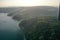 Aerial view of Muaracikepuh beach at Ciletuh, West Java, Indonesia. Ciletuh belong to Unesco Global Geopark, an phenomenal geologi