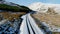 Aerial view of the Muckish gap road in winter Muckish Mountain in County Donegal, Ireland