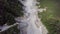 Aerial view of the mudflow with snow high in the Alpine mountains