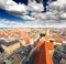 The aerial view of Munich city cente