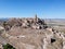 Aerial view of a mysterious ghost town