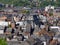 Aerial view of Namur city with the beautiful facade of Saint Loup church, Belgium