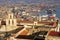 Aerial view of Naples port and castle bell tower