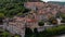 Aerial view of Narni Terni, Umbria, Italy, medieval city with a rich history. Houses made of stone on top of the mountain. Incre