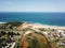 Aerial view of Narrabeen Lake and Northern beaches