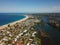 Aerial view of Narrabeen Lake and Northern beaches