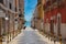 Aerial view of narrow street surrounded by buildings in Manfredonia