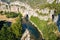 Aerial view of Narural arch in Vallon Pont D`arc in Ardeche canyon in France