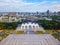 Aerial view of National Chiang Kai shek Memorial Hall in Taipei downtown, Taiwan. Financial district and business centers in smart