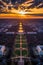 aerial view of the national mall at sunset