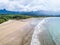 Aerial view National Park Punta Uvita Beautiful beach tropical forest pacific coast Costa Rica shape whale tail