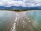 Aerial view National Park Punta Uvita Beautiful beach tropical forest pacific coast Costa Rica shape whale tail