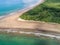 Aerial view National Park Punta Uvita Beautiful beach tropical forest pacific coast Costa Rica shape whale tail