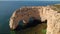 Aerial view of the Natural arch at Marinha beach, Portugal.