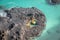 Aerial view of Natural Pool at Baia dos Porcos Beach - Fernando de Noronha, Pernambuco, Brazil