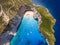 Aerial view of Navagio beach Shipwreck view in Zakynthos Zante