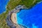 Aerial view of Navagio Shipwreck Beach in Zakynthos island, Gr